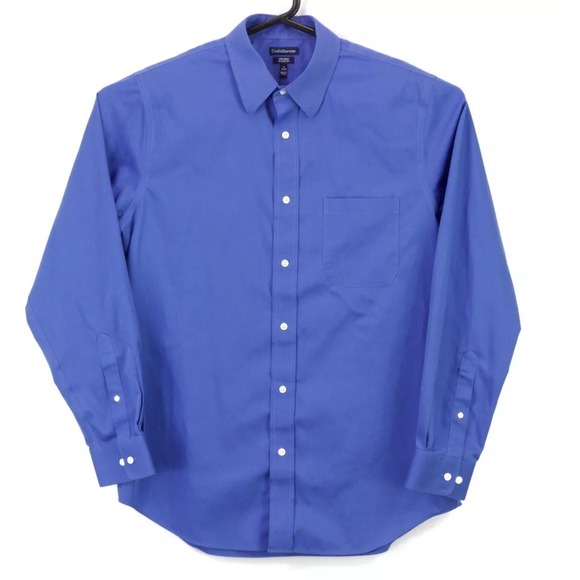croft & barrow Other - Croft & Barrow Men's Button Up LS Collared Classic Fit Shirt Size 16 Solid Blue